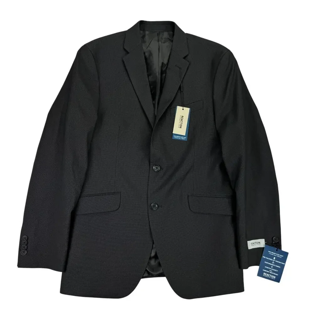Kenneth Cole Mens Ready Flex Slim Fit Pin-Dot Suit Jacket Black 40R - Picture 1 of 5